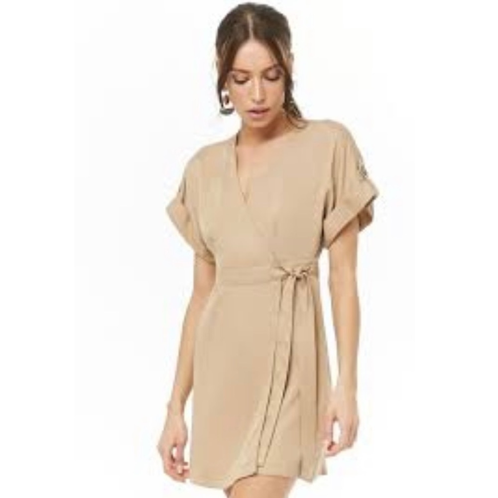 Forever 21 Contemporary Wrap Dress with Cuffed-Sleeve